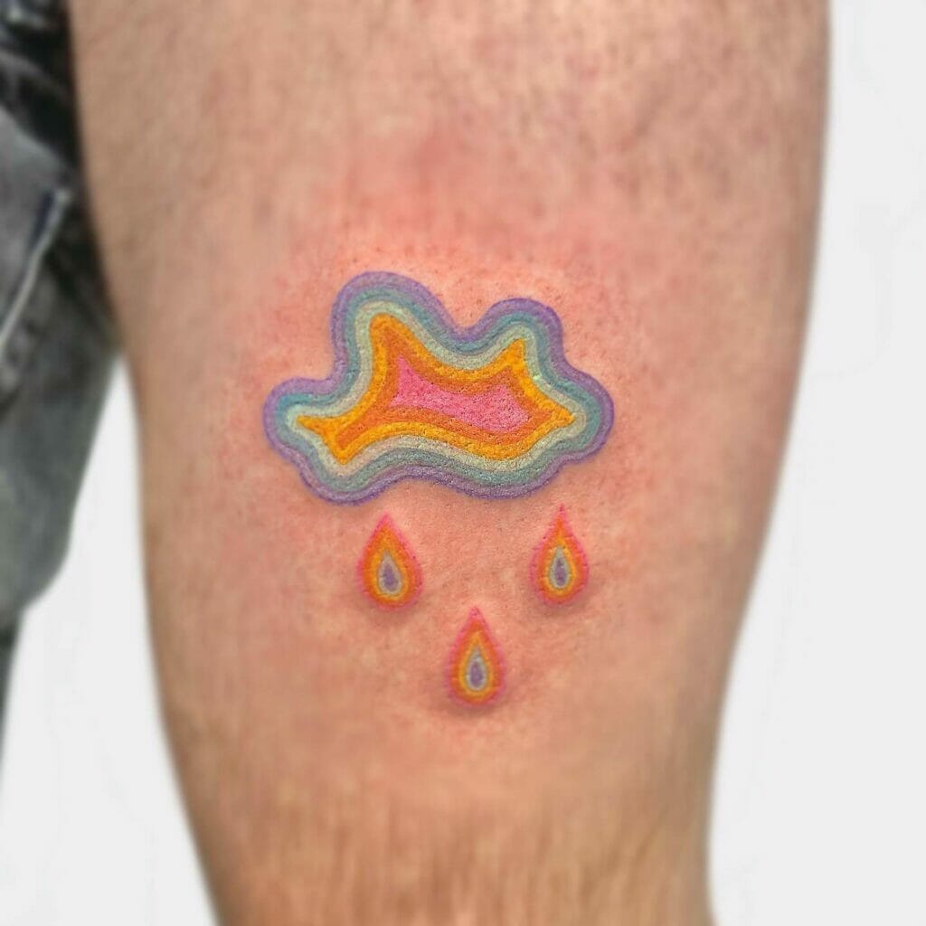 Rainbow-Themed Raindrop Tattoo