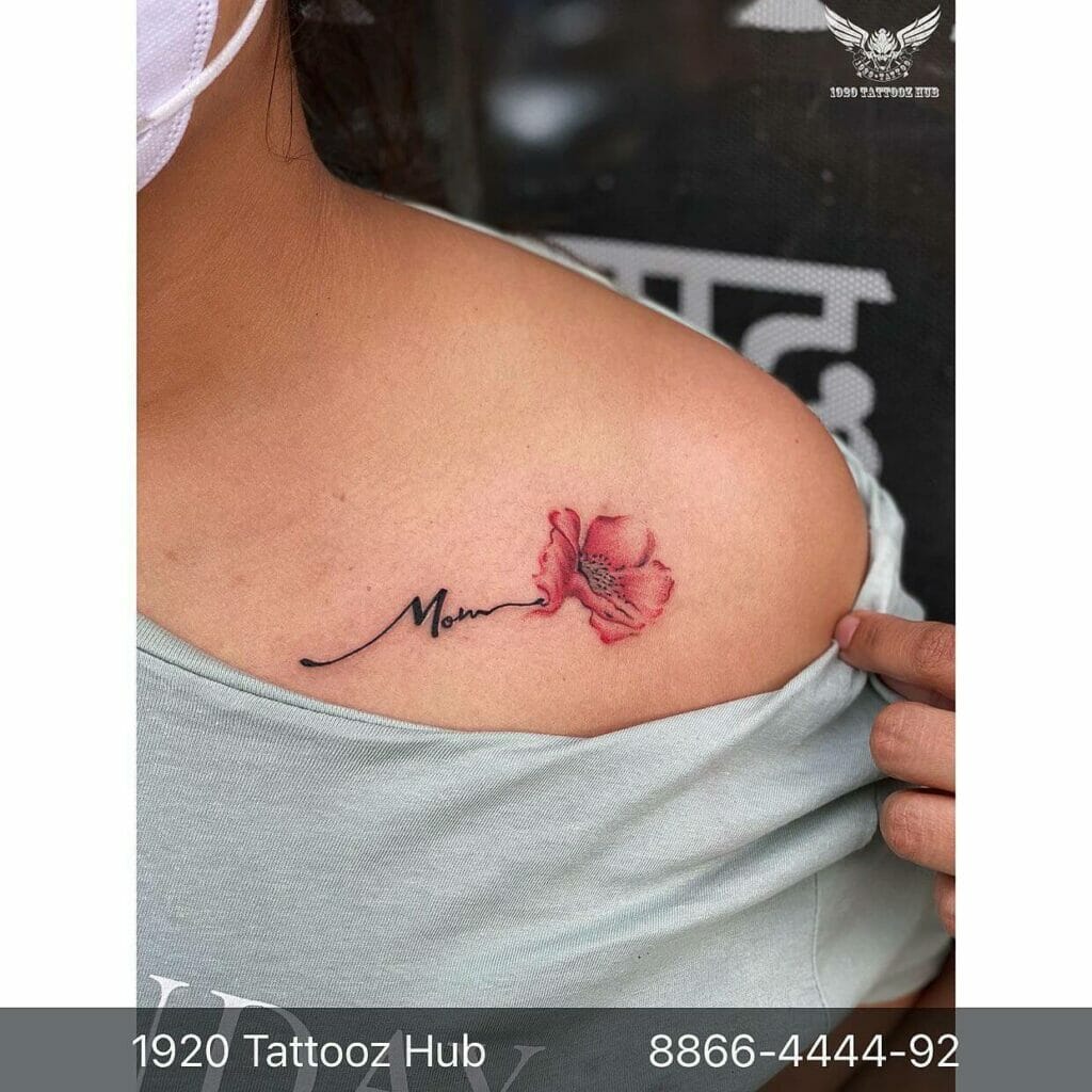 Mom Tattoo With Floral Design