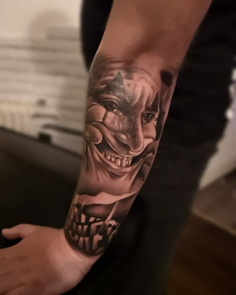 Joaquin Phoenix Joker Half Sleeve Tattoo