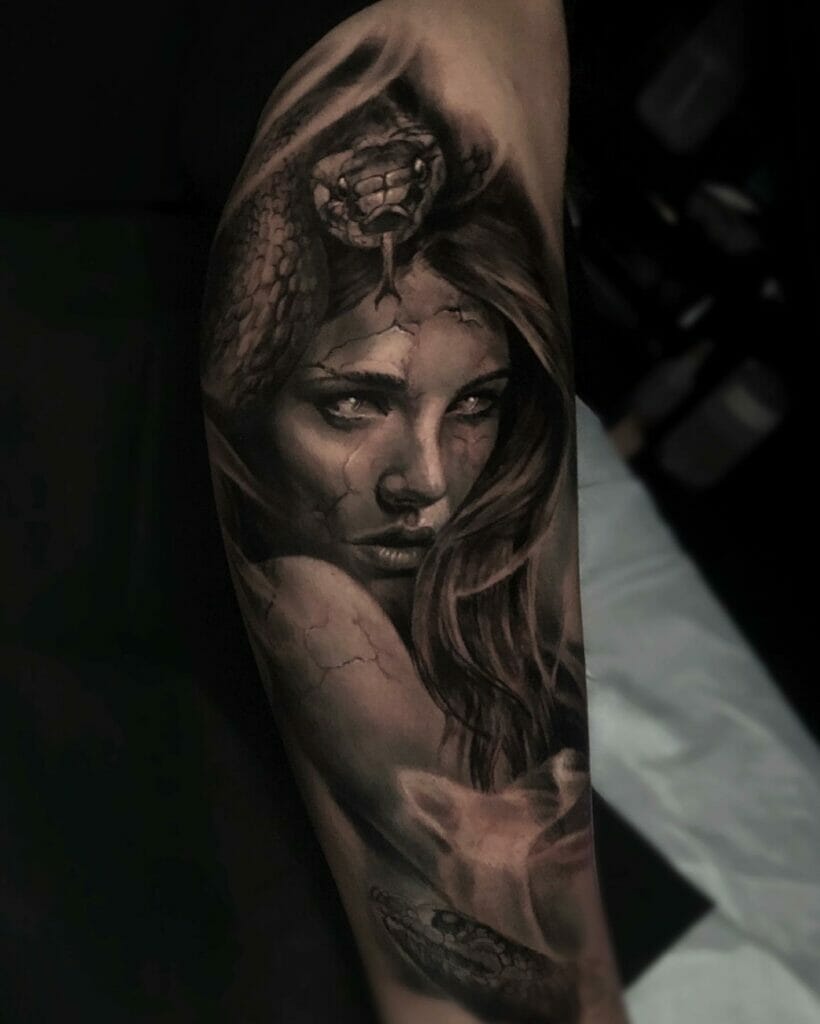 Realistic Medusa Sleeve Tattoo