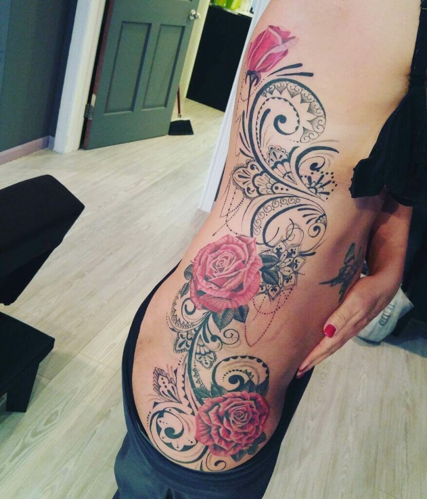 Body Side Rose Tattoo