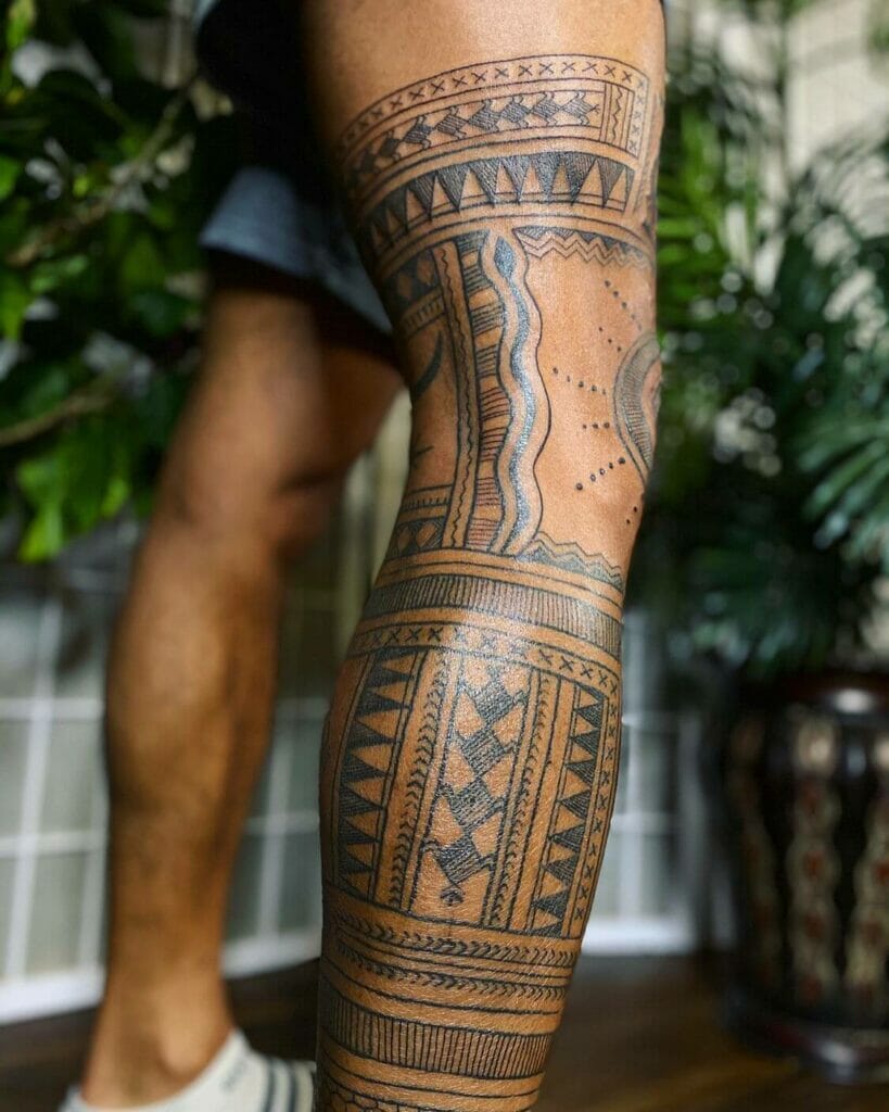 Full Leg Kalinga Tattoo Designs