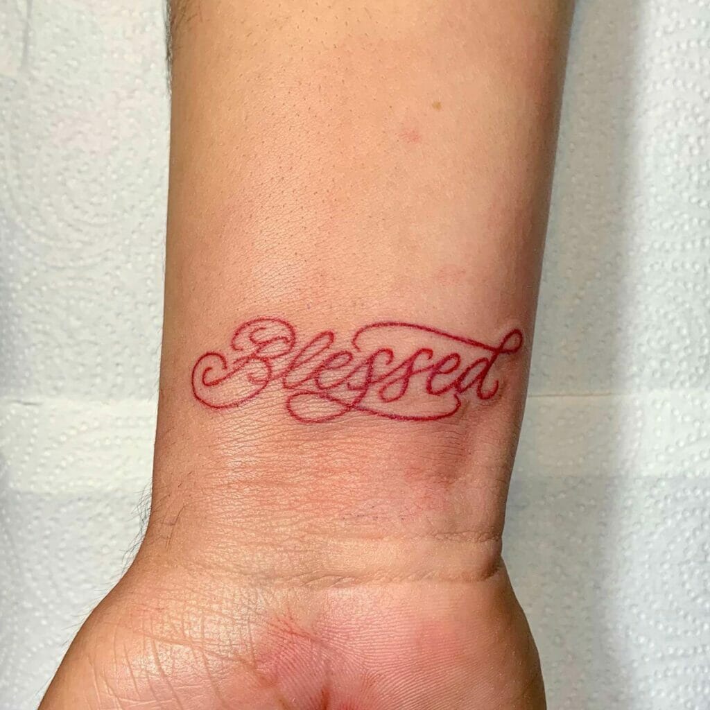 Cover Up Single Word Tattoo in Red
