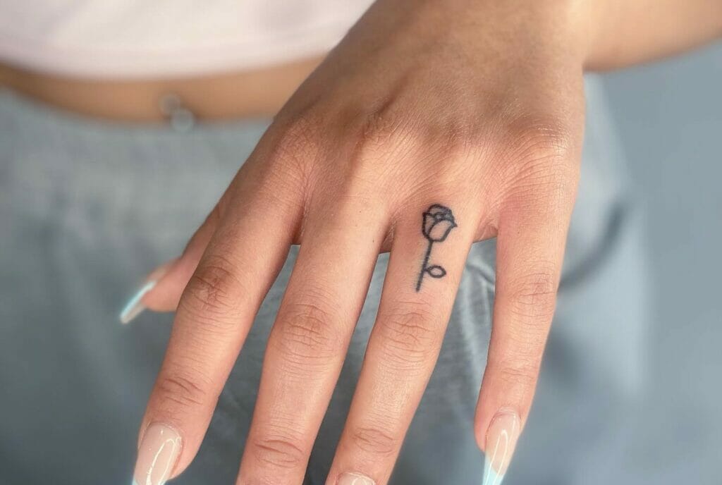Rose Finger Tattoo