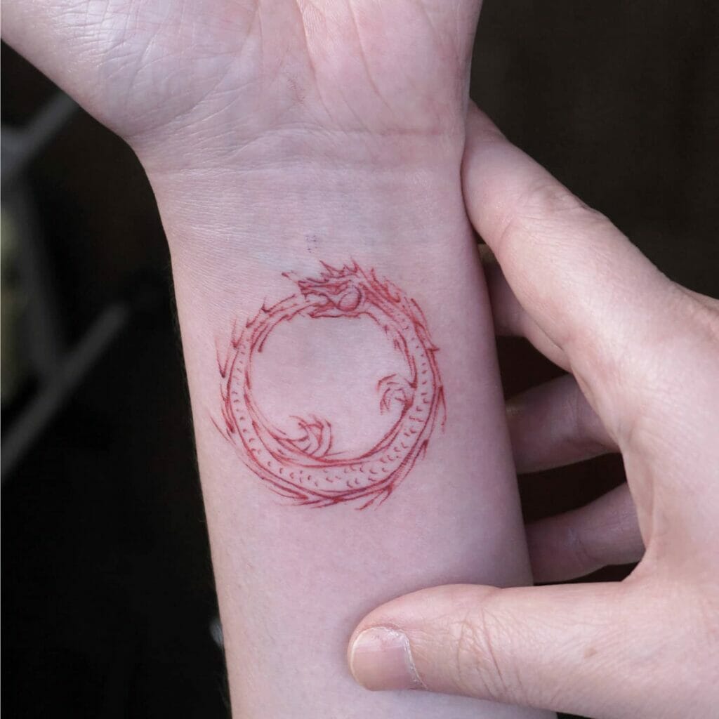 Red Ouroboros Dragon Tattoo