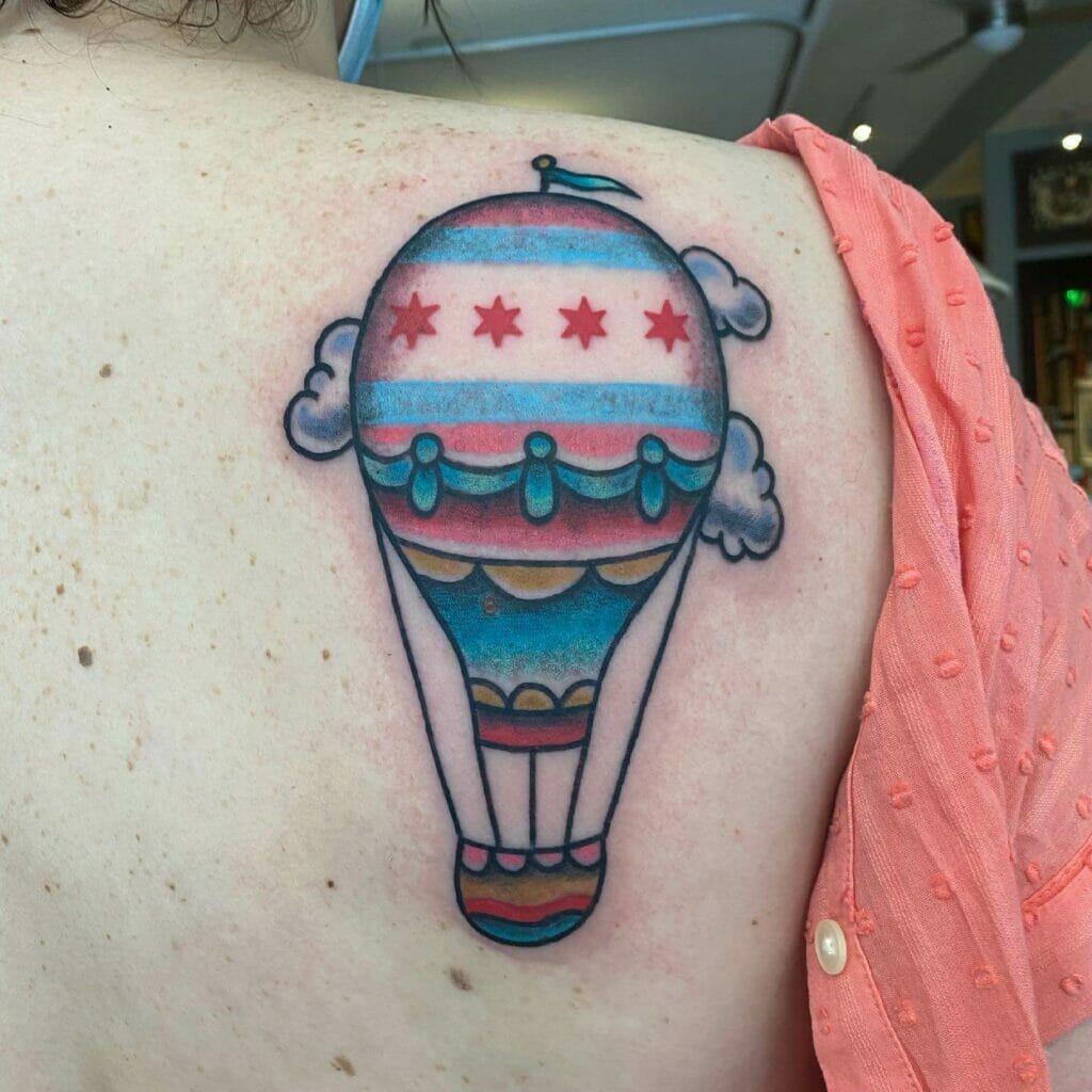 Chicago Flag Tattoo On Parachute