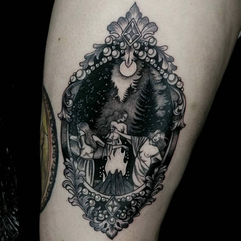Aesthetic Witch Frame Black Magic Tattoo