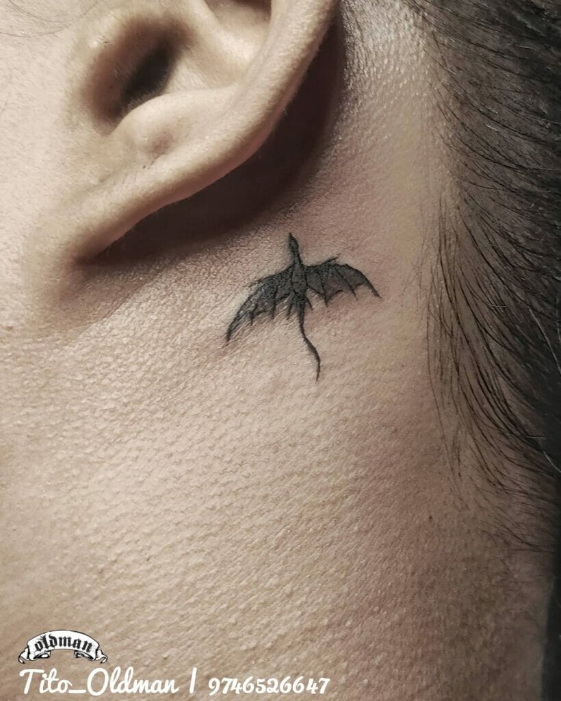 Small Dragon Tattoo On Neck