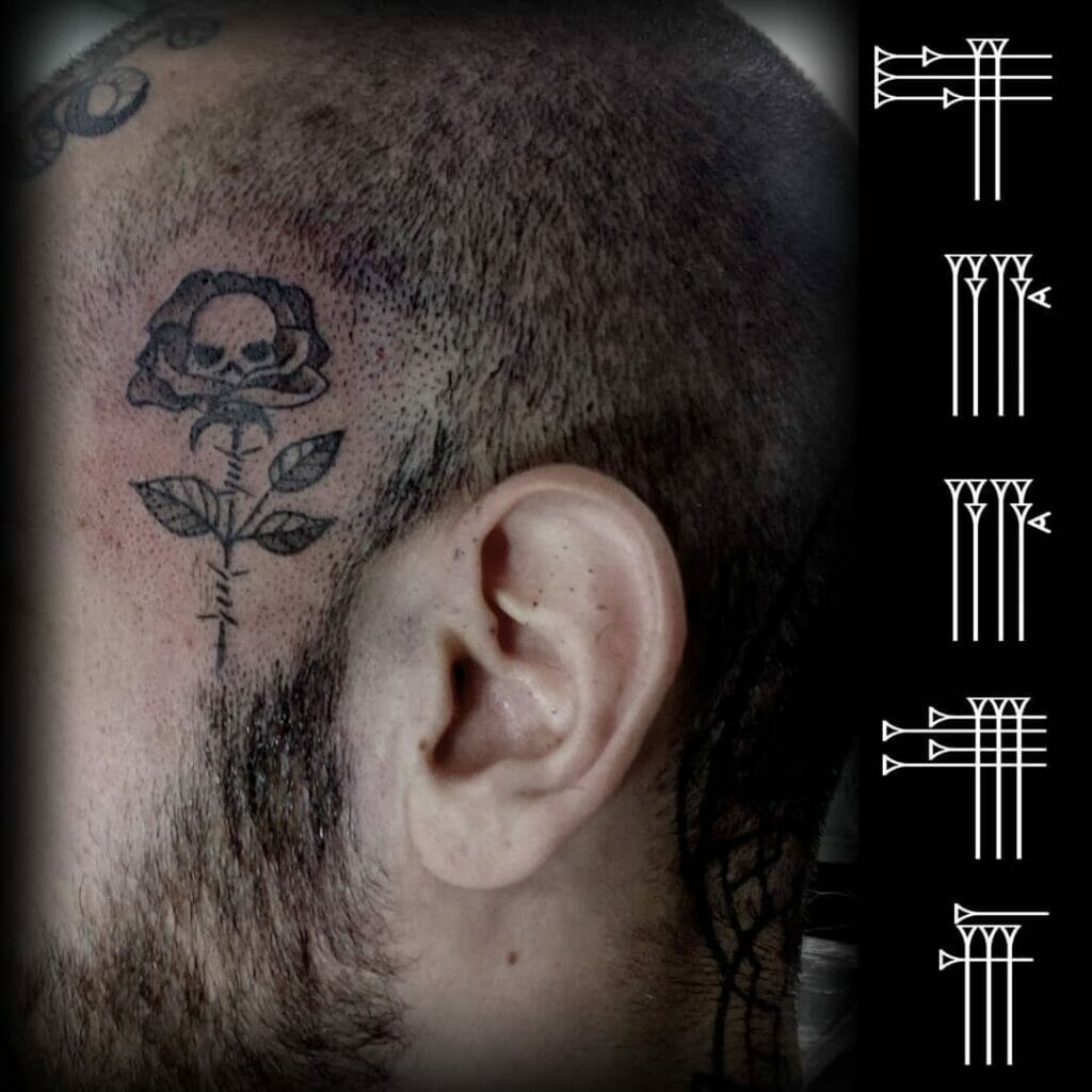 Rose And Skull Face Tattoos