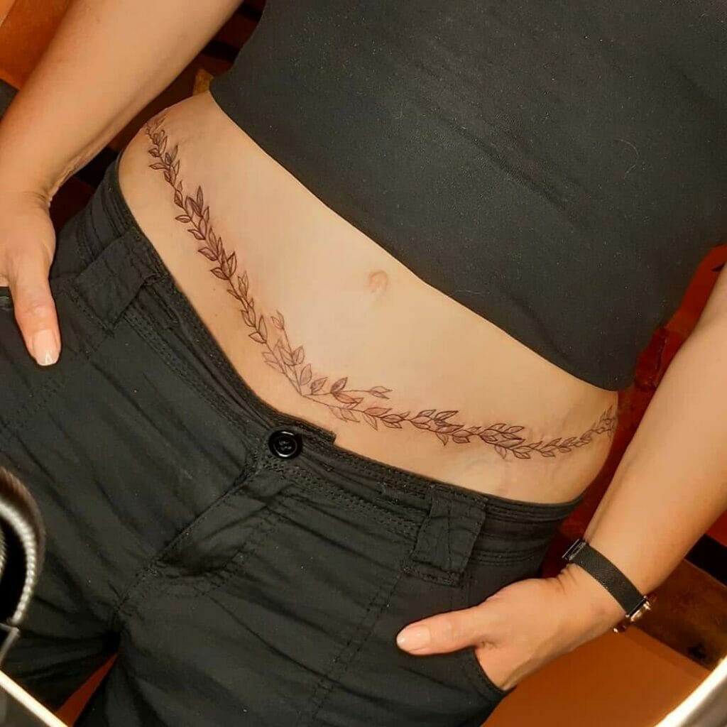 C Section Leaves Tattoo
