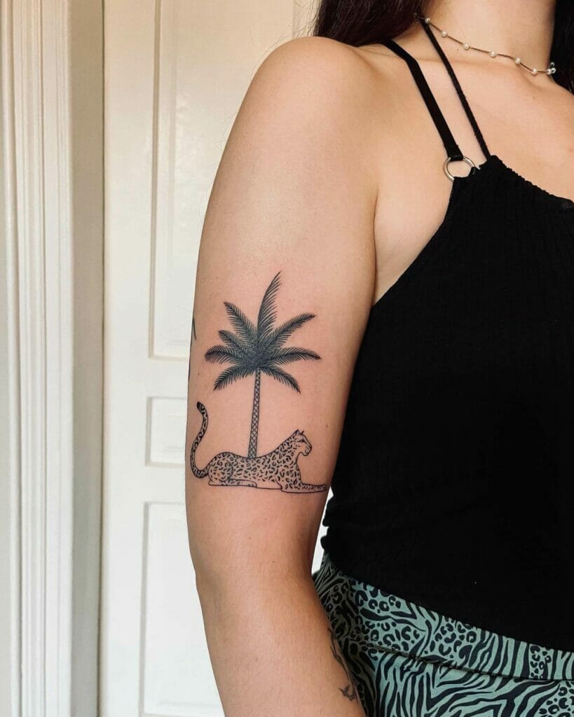 Palm And Tiger Tattoo