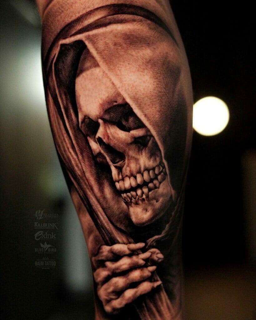 Hyper-Realistic Grim Reaper Tattoo