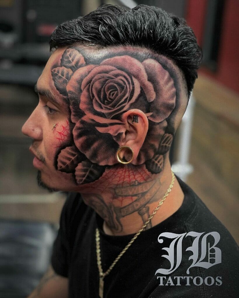 Large Rose Face Tattoo