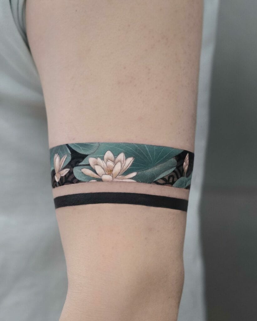Unique Lotus Flower Armband Tattoo Designs