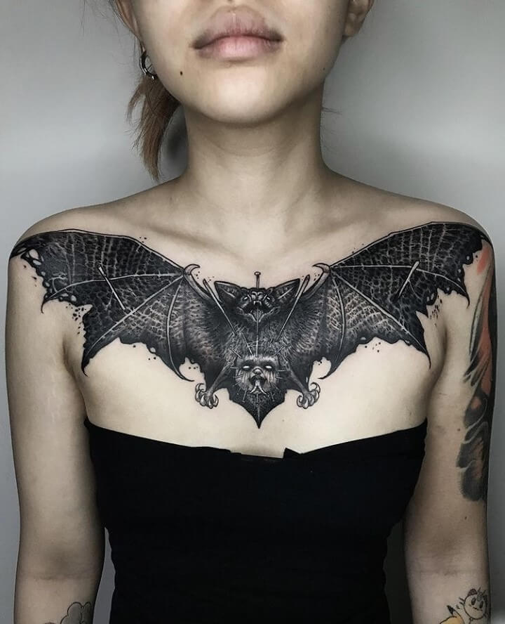 Gothic Style Realistic Bat Tattoo