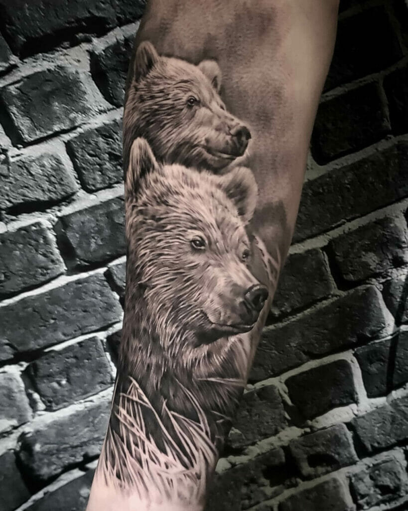 Grey And Black Bear Tattoo