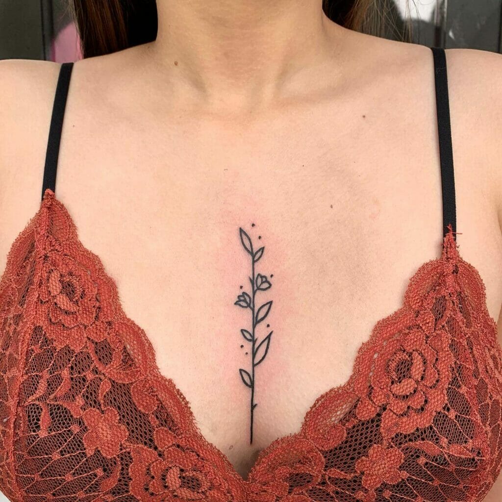 Minimal Cleavage Flower Stem Tattoo