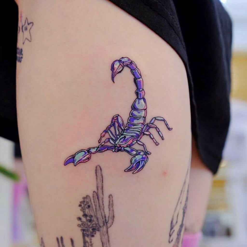 Thigh Scorpion Tattoos