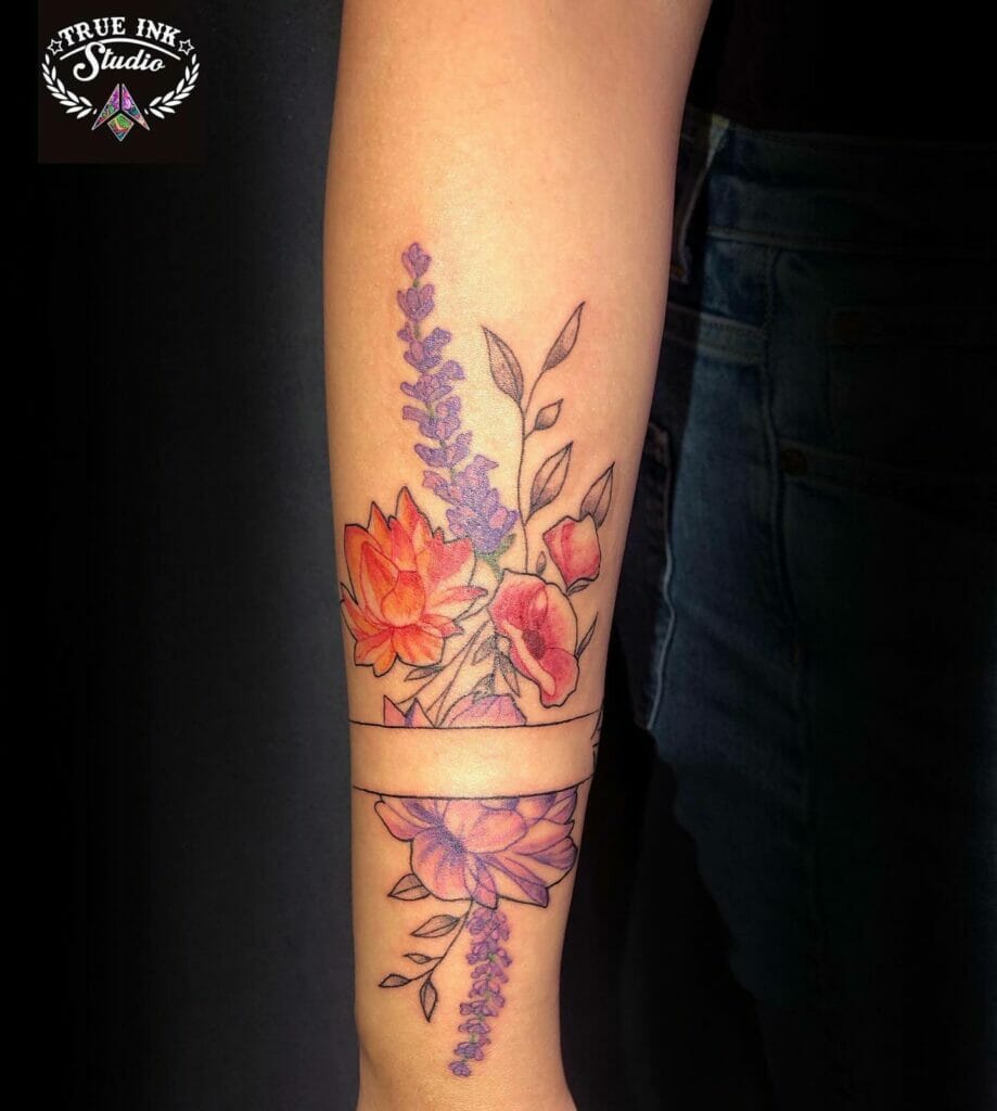 Rainbow Floral Armband Tattoo Design