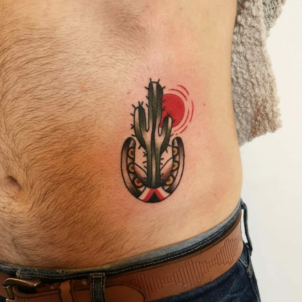 Small Cactus Horseshoe Tattoo