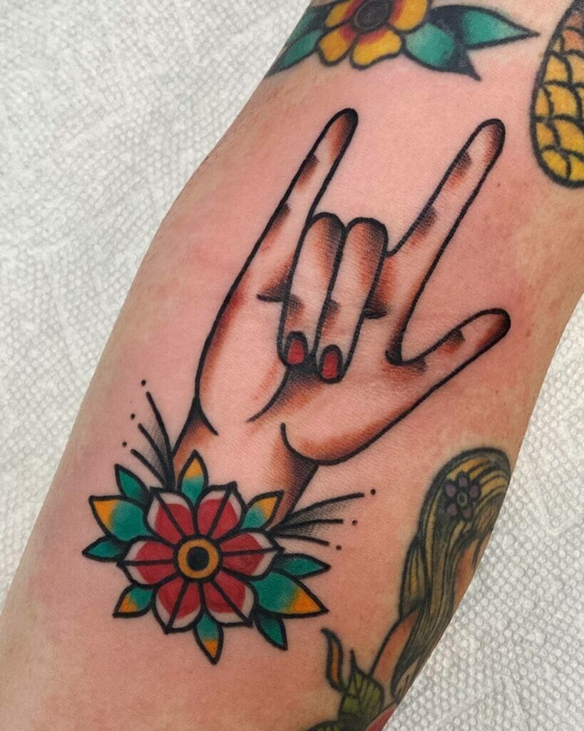 Colorful Sign Language I Love You Ink