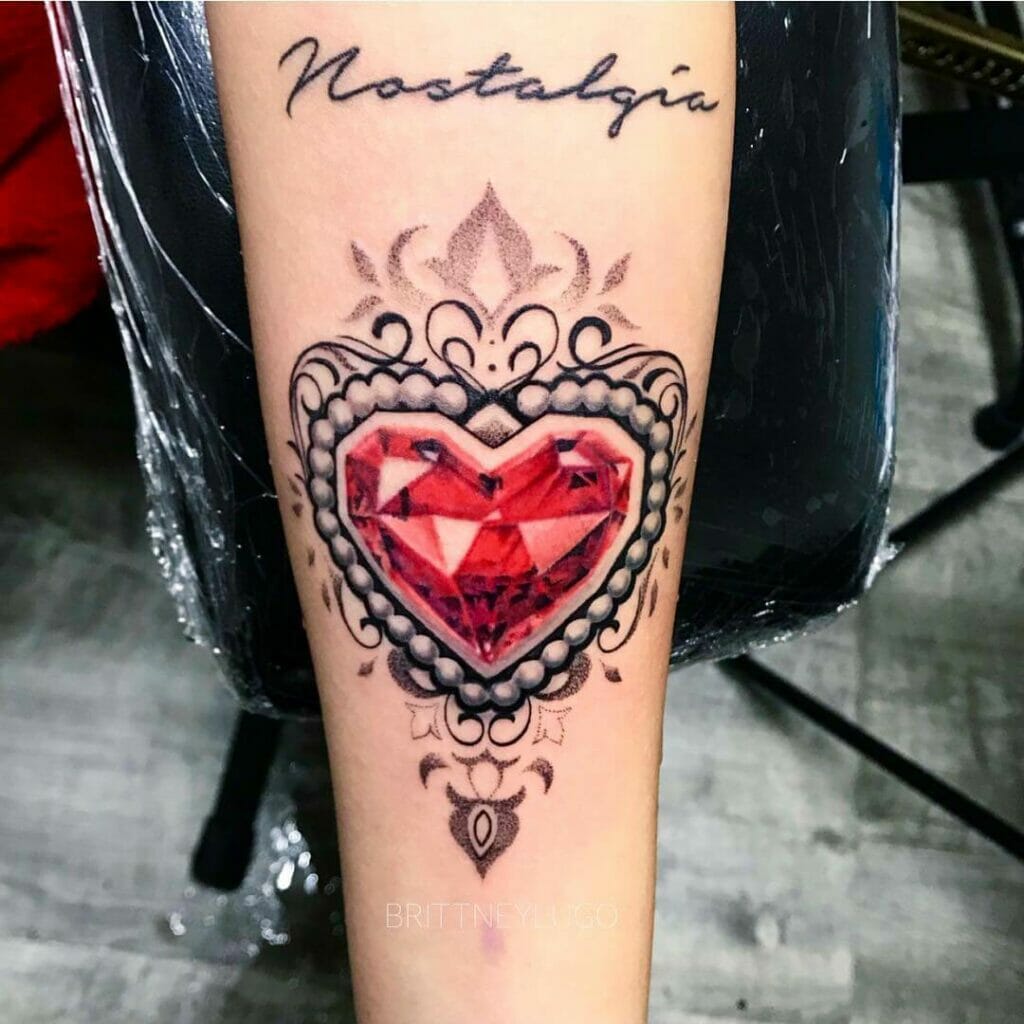 Ruby Diamond Heart Tattoo