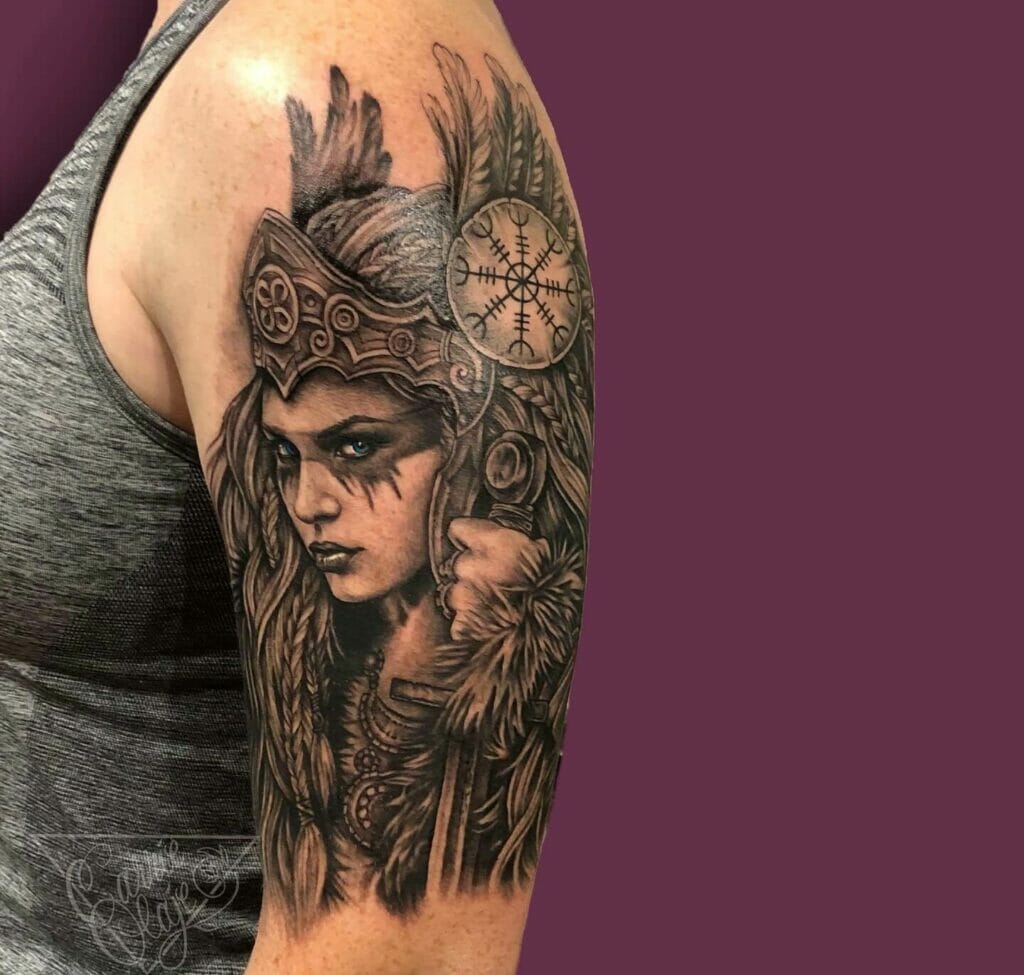 Queen Warrior Tattoo On Arm
