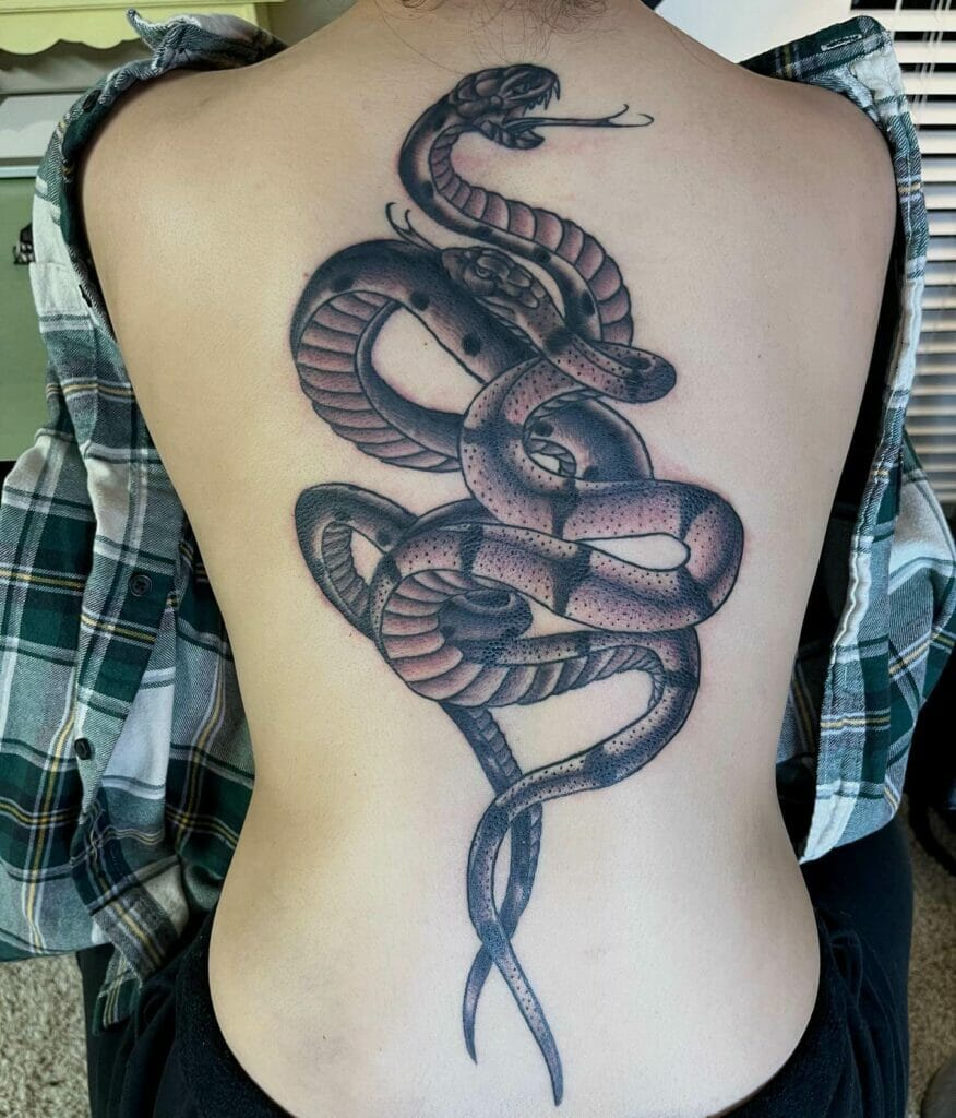 Intertwined Snake Full Back Yakuza Tattoo