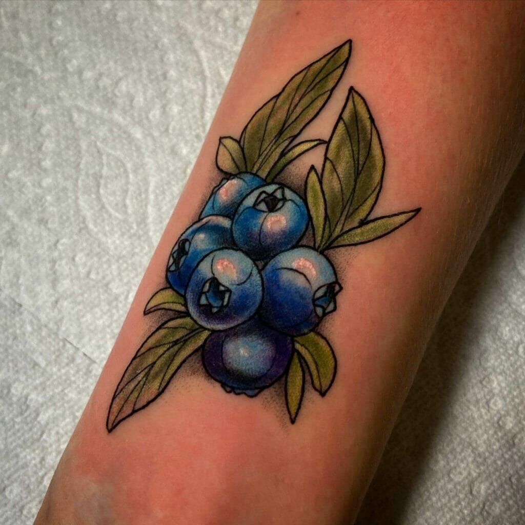 Neo-Traditional Blueberry tattoo