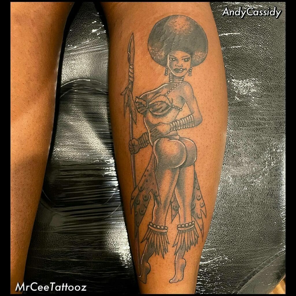 African Woman Warrior Tattoo