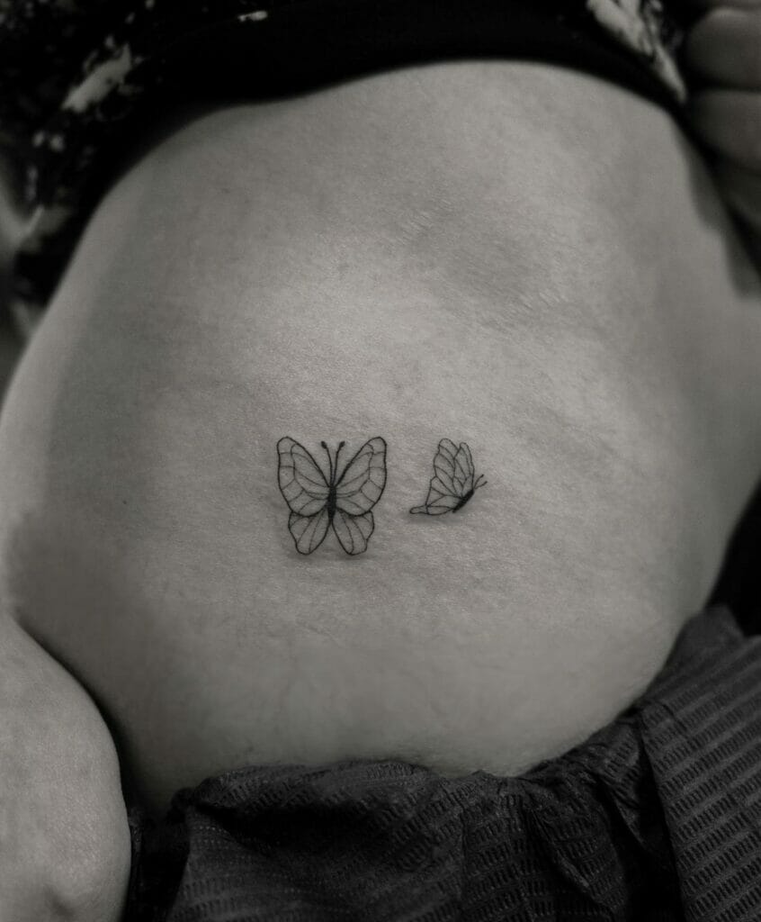 Floral Monarch Butterfly Tattoo On Hip