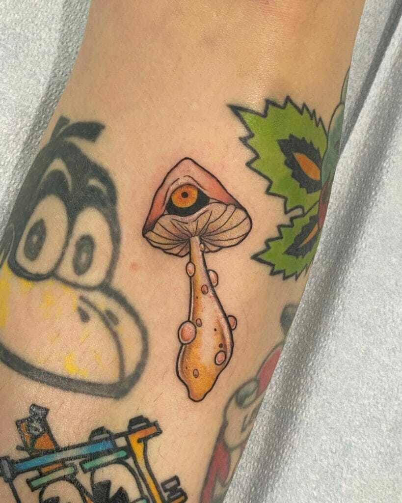 Small Trippy Mushroom Tattoo
