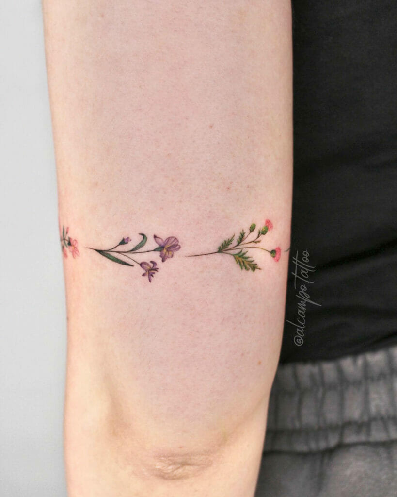 Dainty Floral Armband Tattoo Design