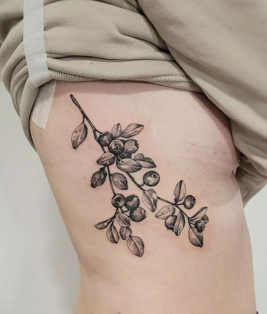 Black And White Blueberry Tattoo Designs