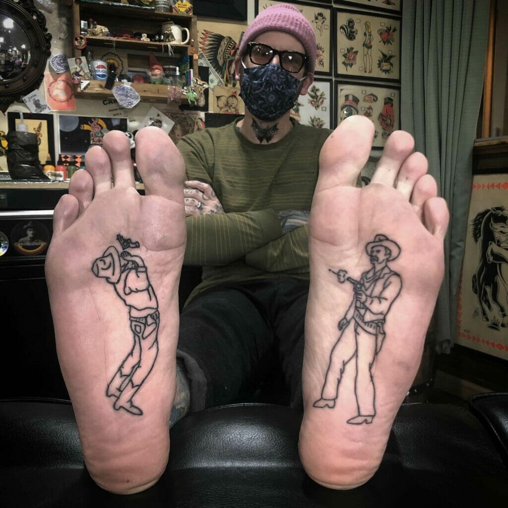 Matching Sole Cowboy Bottom Of The Foot Tattoo