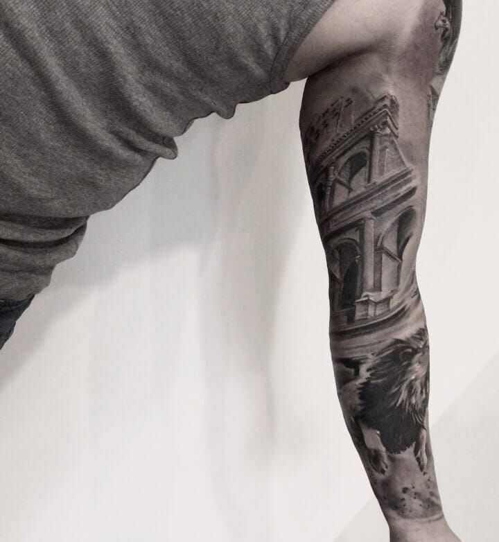 Full Arm Roman Tattoo Sleeve