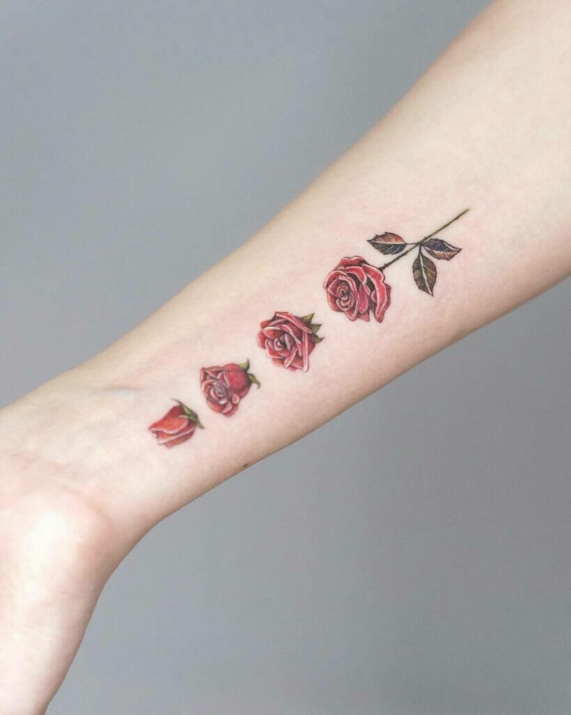 Blooming Roses Flower Wrist Tattoos
