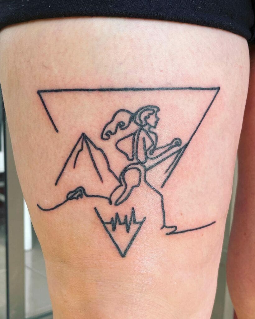 Triangle Running Woman Outline Tattoo
