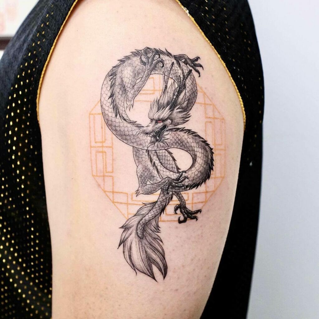 The Chinese Dragon Tattoo With Yellow Eyes