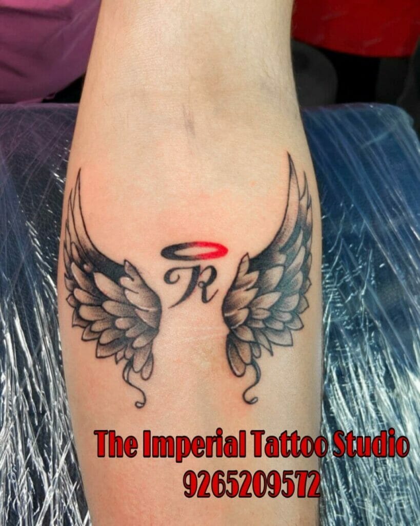 R Tattoo With Wings