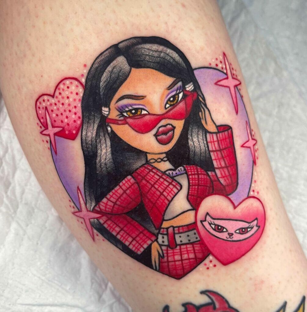 Colorful Heart Bratz Doll Tattoo