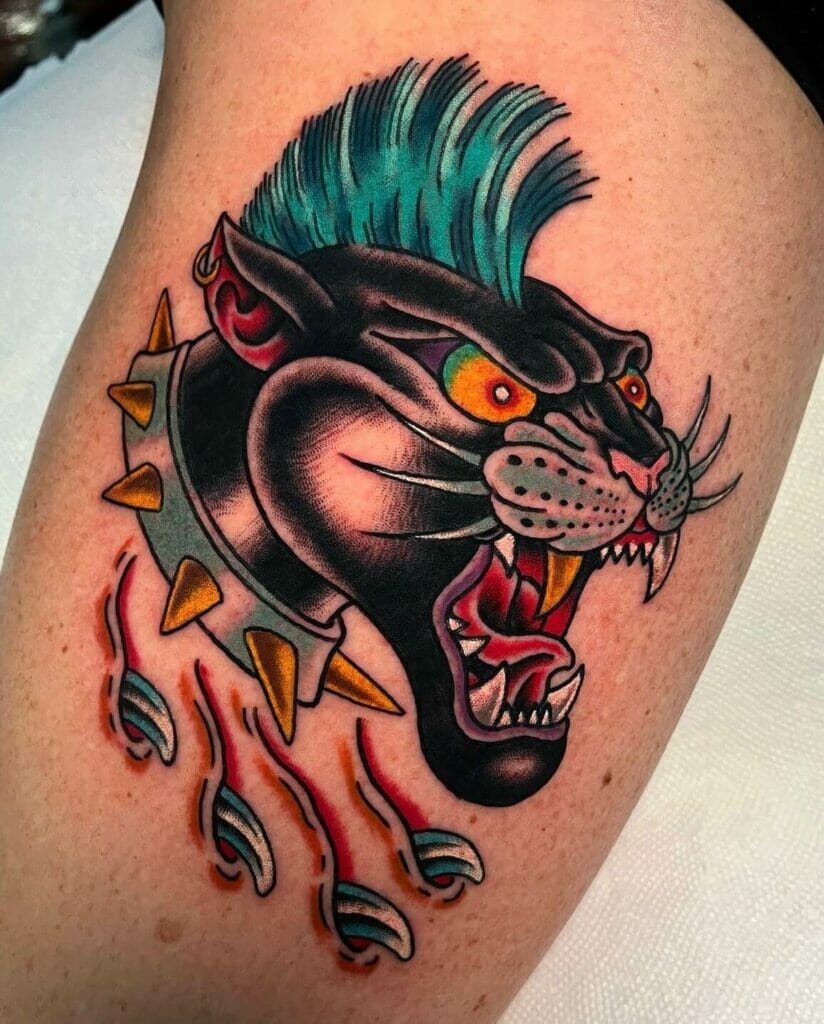 Punk Panther Tattoo In Bright Ink