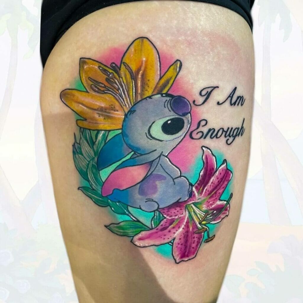Stitch And Lilies Tattoo Design