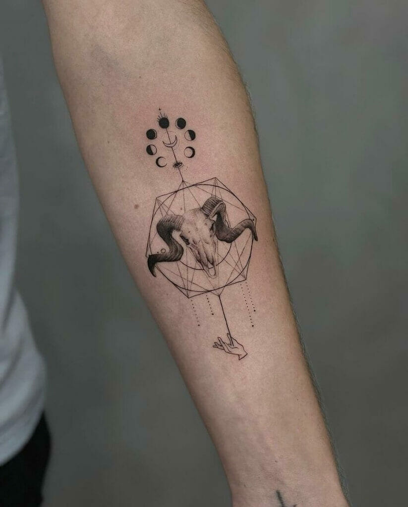 Geometric Deer Antler Tattoo