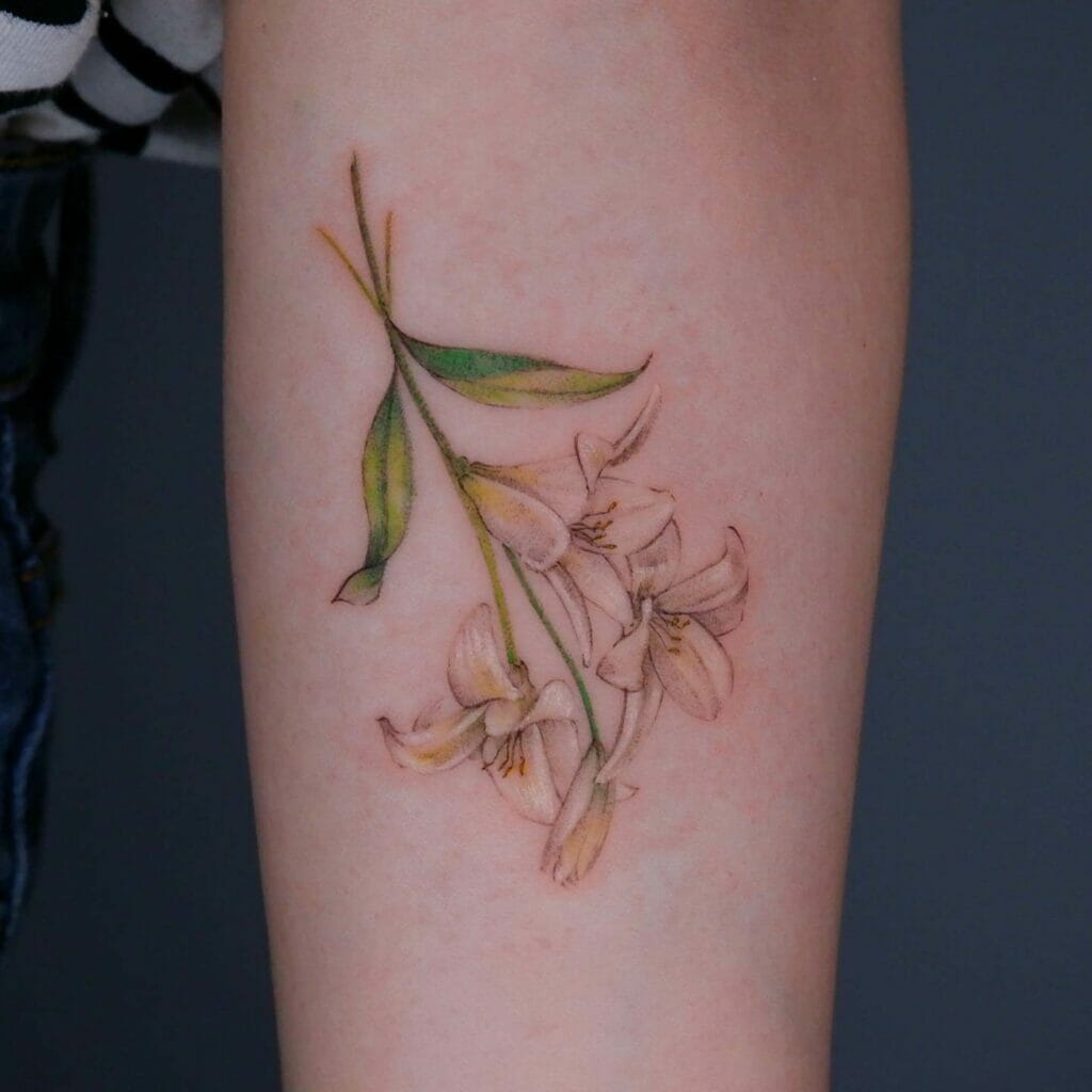 White Lily Flower Tattoo On Hand