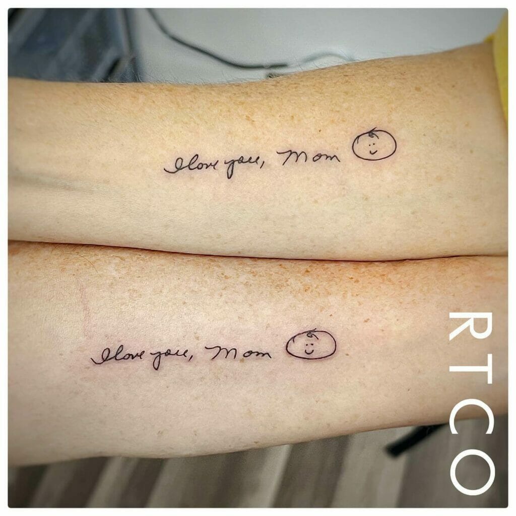 Siblings Matching Handwriting Tattoo