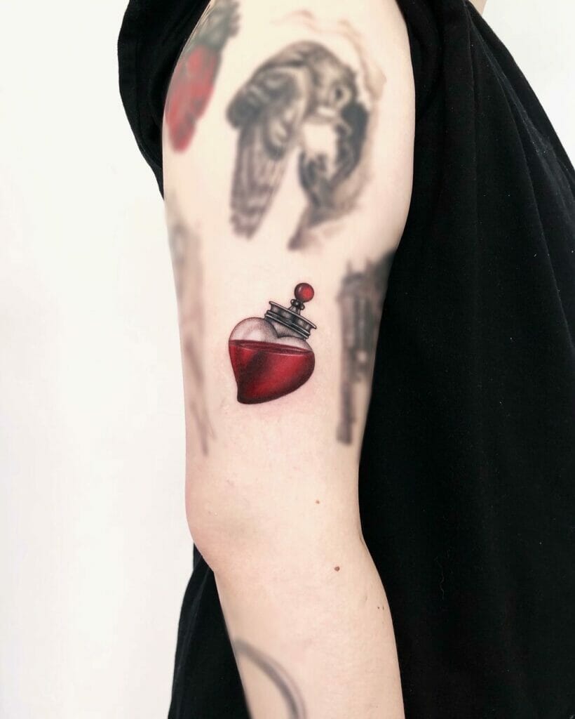 Red Heart Magic Potion Tattoo