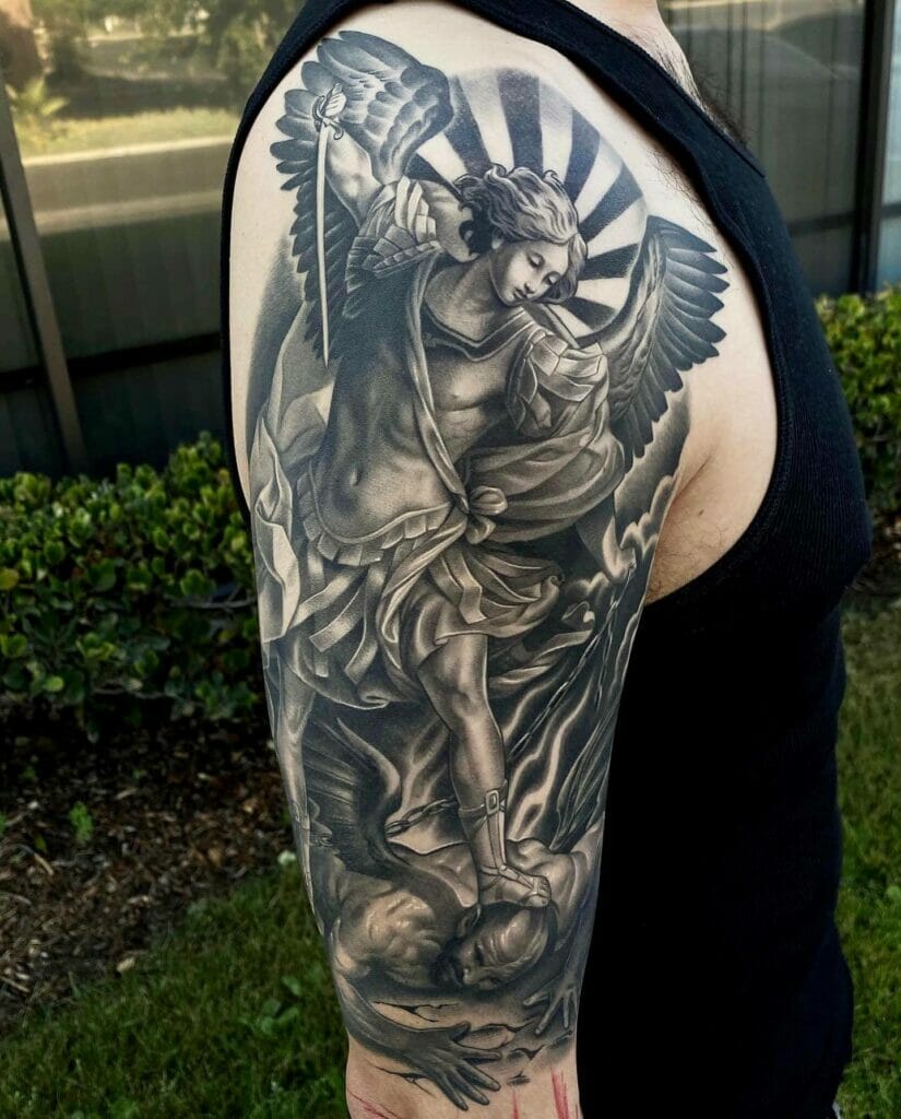 Warrior Angel Sleeve Tattoo