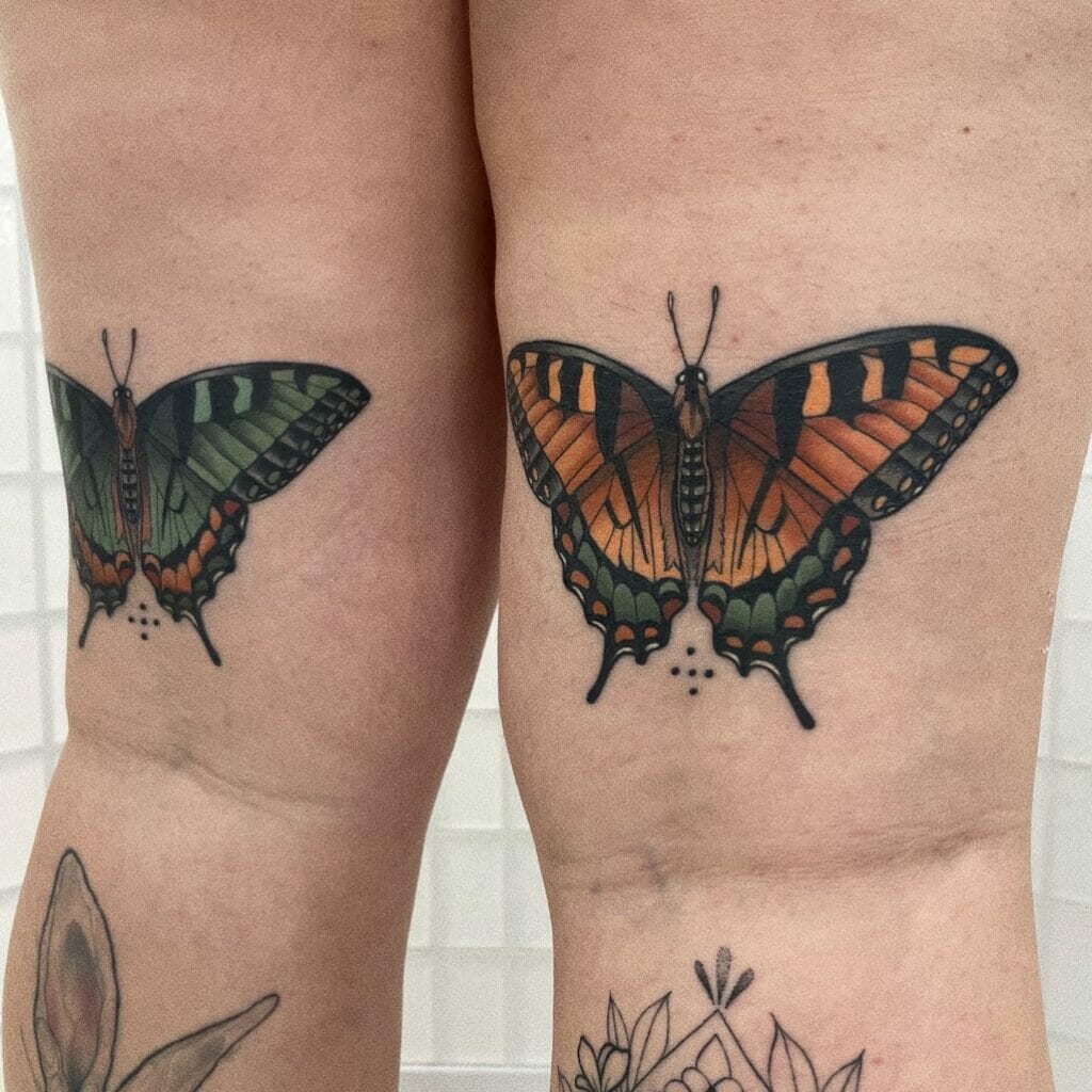 Back Thigh Butterfly Tattoo