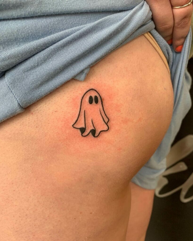 Ghost Side Butt Tattoos